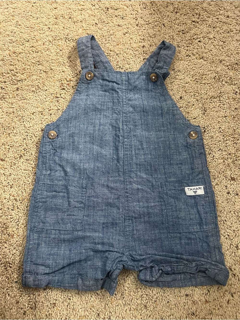 Tahari Chambray Blue Kids Overall Shorts